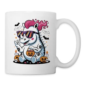 Halloween Nashorn mit Sonnenbrille - Tasse - Weiß - Rechts