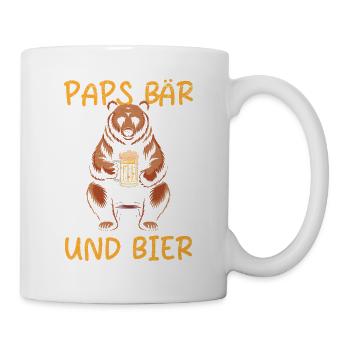 Bald Papa Bierfan PAPS BÄR UND BIER Lustiges - Tasse - Weiß - Rechts