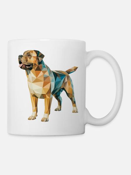 Rottweiler - Cooles Low Poly Logo - Tasse - Weiß