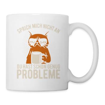 Sprich mich nicht an - mürrische Katze mit Kaffee - Mug blanc - blanc - Droite