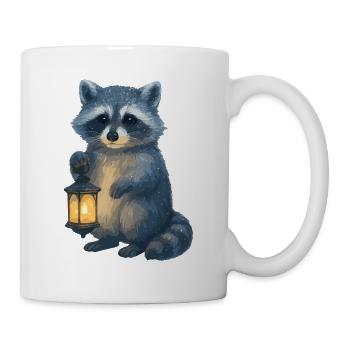 Waschbär mit Laterne – Winter Design - Tasse - Weiß - Rechts