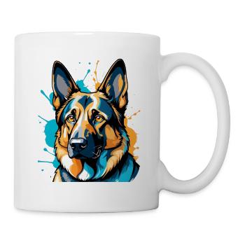 Explosion de couleurs de berger allemand en direct - Mug blanc - blanc - Droite