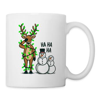 Funny Christmas Design with Reindeer and Snowmen - Mug - white - Right
