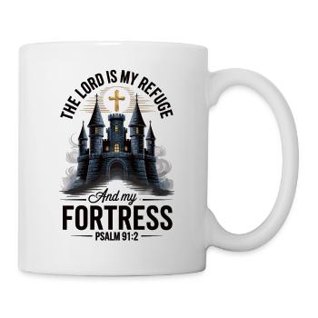The Lord is my Refuge Shirt mit Burg und Kreuz - Tasse - Weiß - Rechts
