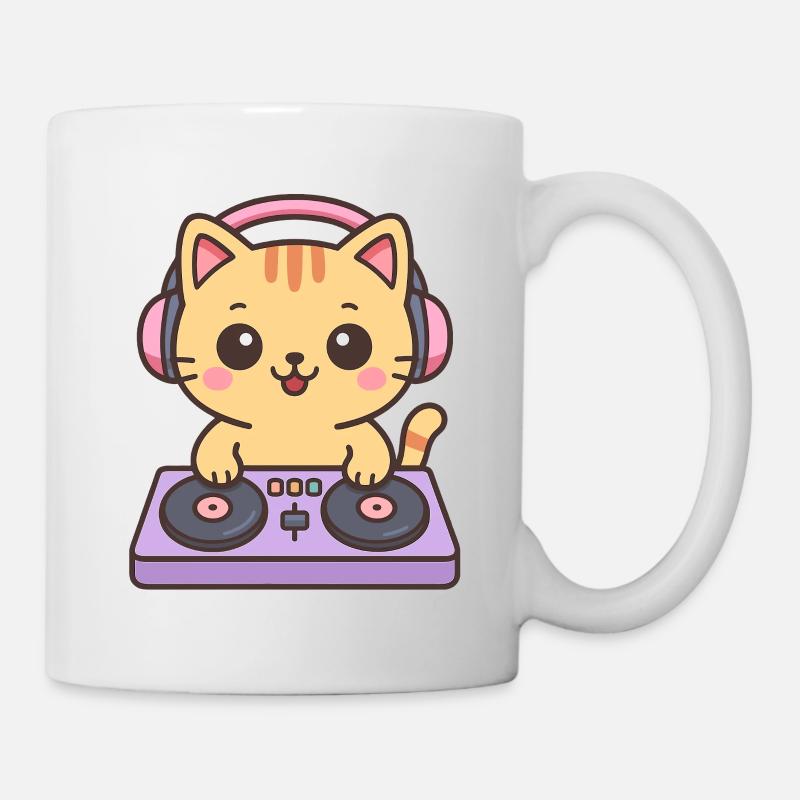 Cats en tant que DJ à la table de mixage - Mug blanc - blanc