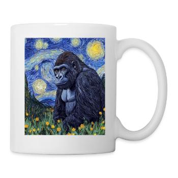 Gorille Gorille Singe Style Van Gogh Nuit étoilée - Mug blanc - blanc - Droite
