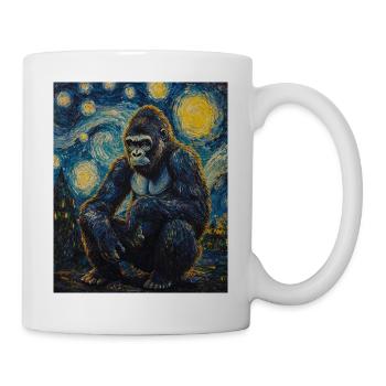 Gorille Gorille Singe Style Van Gogh Nuit étoilée - Mug blanc - blanc - Droite