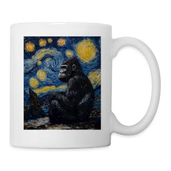 Gorille Gorille Singe Style Van Gogh Nuit étoilée - Mug blanc - blanc - Droite