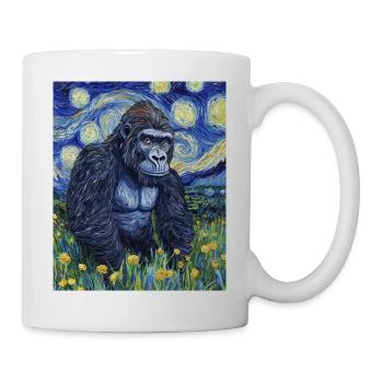 Gorille Gorille Singe Style Van Gogh Nuit étoilée - Mug blanc - blanc - Droite