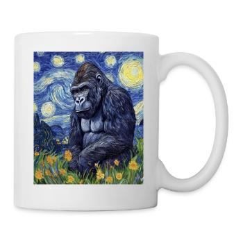 Gorille Gorille Singe Style Van Gogh Nuit étoilée - Mug blanc - blanc - Droite