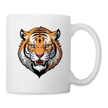 Tigerkopf Grafik Tribal Stil - Tasse - Weiß - Rechts