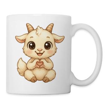 Cute goat with heart hands - Mug - white - Right