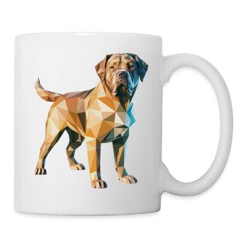 Brauner Hund - Cooles Low-Poly-Logo - Tasse - Weiß - Rechts