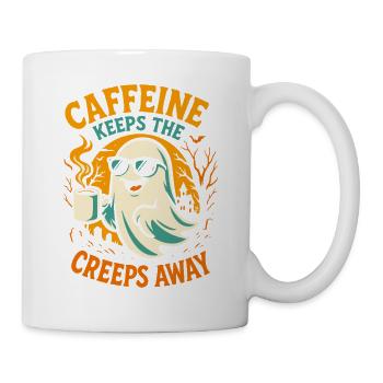 Caffeine Keeps The Creeps Away Ghost Halloween - Mug - white - Right