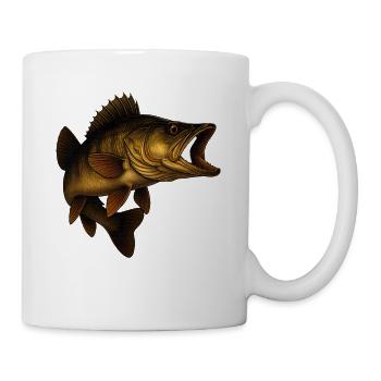 Detaillierter Zander Fisch Illustrativ - Tasse - Weiß - Rechts