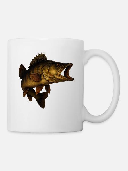 Detaillierter Zander Fisch Illustrativ - Tasse - Weiß