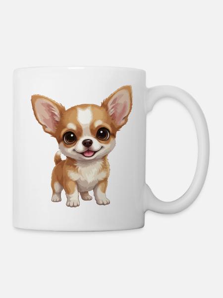 Chiot Chihuahua mignon aux grands yeux - Mug blanc - blanc