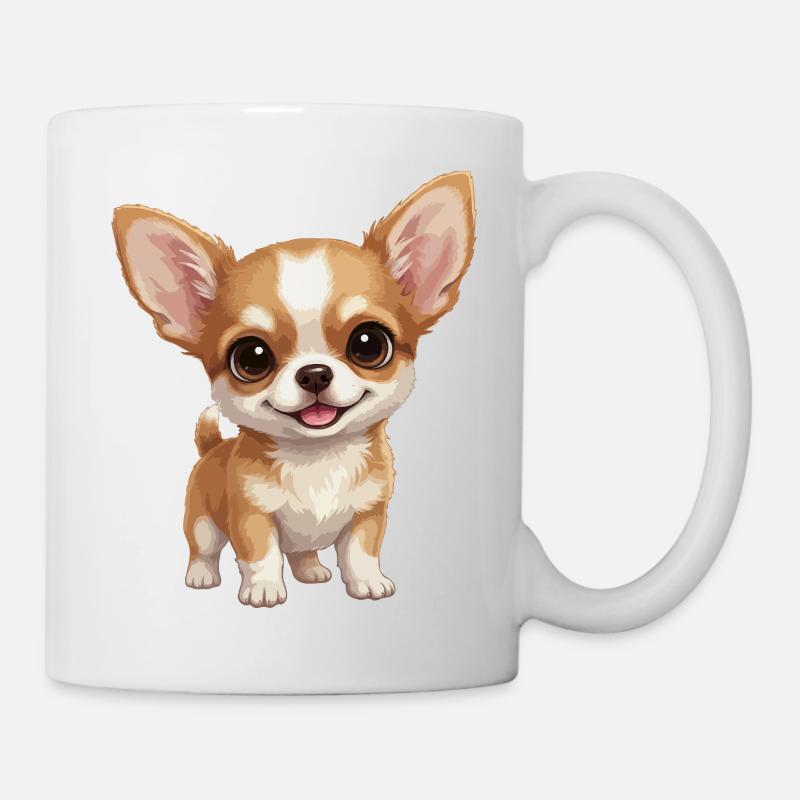 Chiot Chihuahua mignon aux grands yeux - Mug blanc - blanc