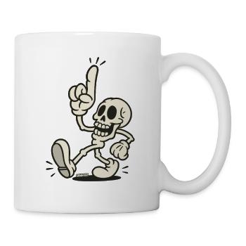 Raised skeleton index finger - Mug - white - Right