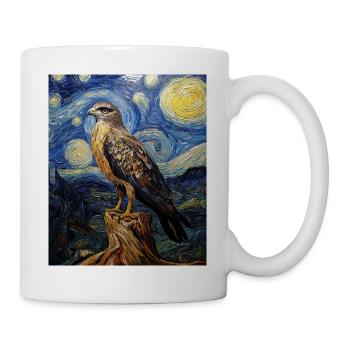 Falke Hawk Van Gogh Style Nuit étoilée - Mug blanc - blanc - Droite