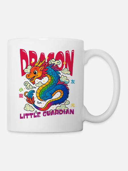 Regenbogen Drache - Kleiner Wächter - Tasse - Weiß