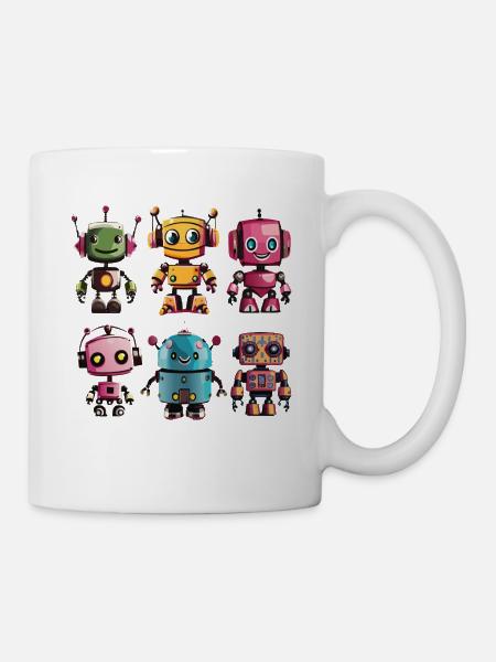 Bunte Robo-Kolonie - Tasse - Weiß