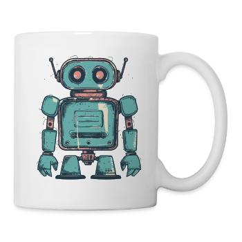 Dessin de robot sarcelle rétro - Mug blanc - blanc - Droite