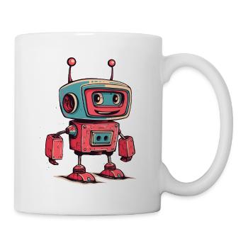 Retro Roboter Cartoon - Tasse - Weiß - Rechts