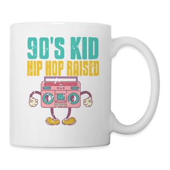 Raised on 90s Beats Retro Old Music Lover - Tasse - Weiß - Rechts