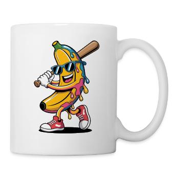 Cartoon Banana Playing Baseball - Mug - white - Right