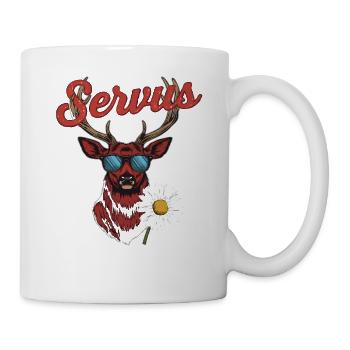 Alpen Hirsch Servus Hirschgeweih Tracht Oktober - Tasse - Weiß - Rechts