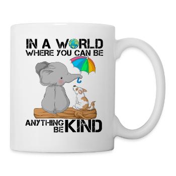 Be Kind Elefant & Hund Niedliches Zitat - Tasse - Weiß - Rechts