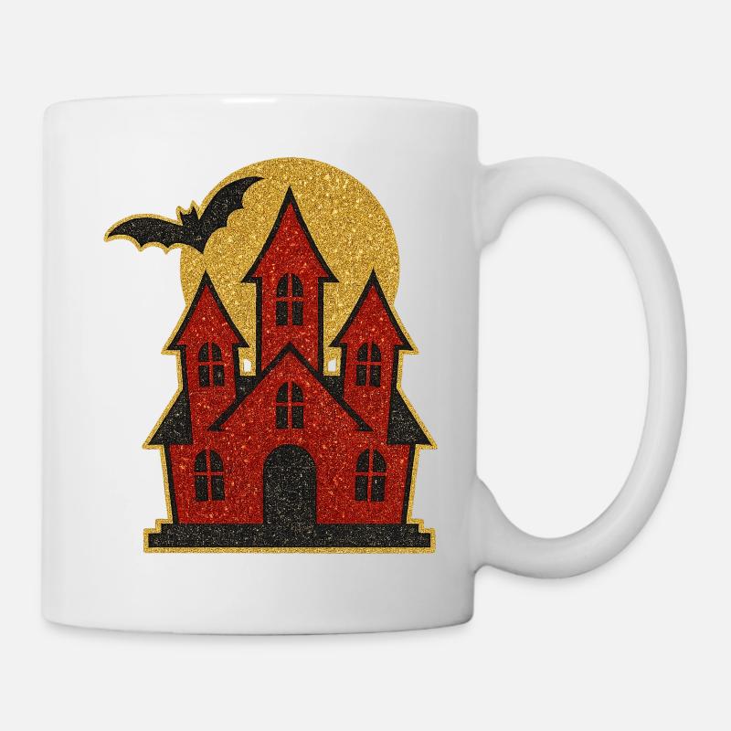 Glitzerndes Halloween Schloss - Tasse - Weiß