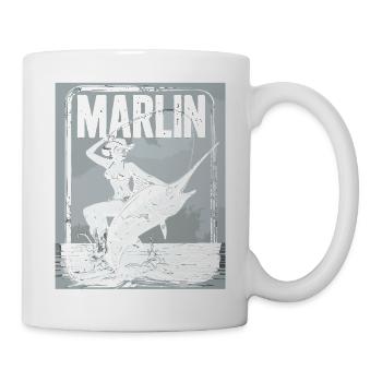 Marlin Anglerin Retro - Tasse - Weiß - Rechts