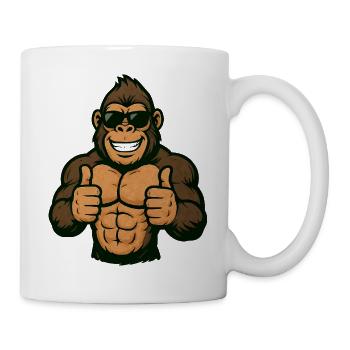 Gorille Pouces Vers le Haut Rétro - Mug blanc - blanc - Droite