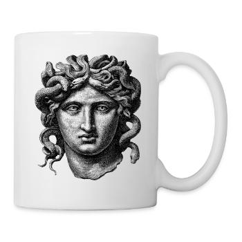 Medusa – Gravur aus der alten Mythologie - Tasse - Weiß - Rechts