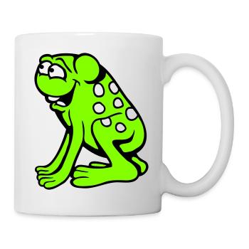 grenouille crapaud rire drôle idiot effronté assis bande dessinée - Mug blanc - blanc - Droite