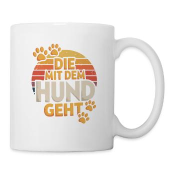 Walking With The Dog Retro Paws Dog Mom - Mug - white - Right