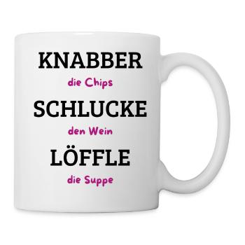 Chips Wein Suppe Typografie - Tasse - Weiß - Rechts
