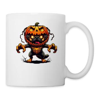 Carlin effrayant Halloween Zombie Dessin animé Citrouille - Mug blanc - blanc - Droite