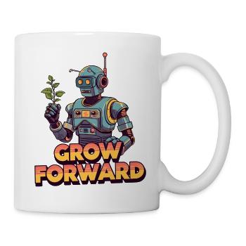 Grow Forward – Retro Sci-Fi Robot - Tasse - Weiß - Rechts