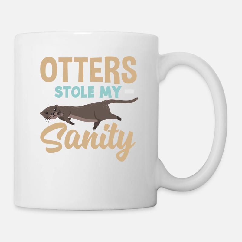 Loutre de mer dessin animé santé mentale - Mug blanc - blanc