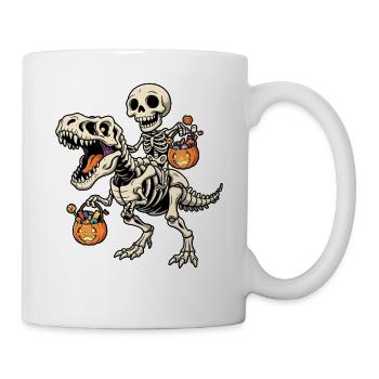 Skelett Reiten Skelett T-Rex Halloween Dinosaurier - Tasse - Weiß - Rechts