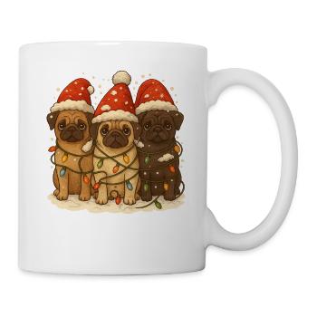 Cute Pug Dogs with Santa Hat Pugs Dog - Mug - white - Right