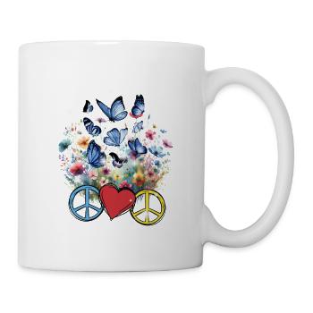 Peace Peace Symbol Heart Flowers - Mug - white - Right