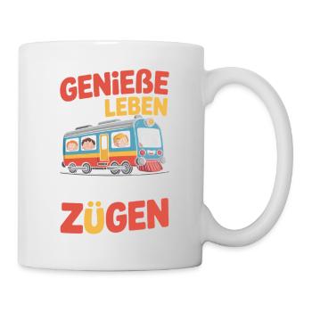 Bahn Genieße Das Leben In Vollen Zügen Eisenbahn - Tasse - Weiß - Rechts