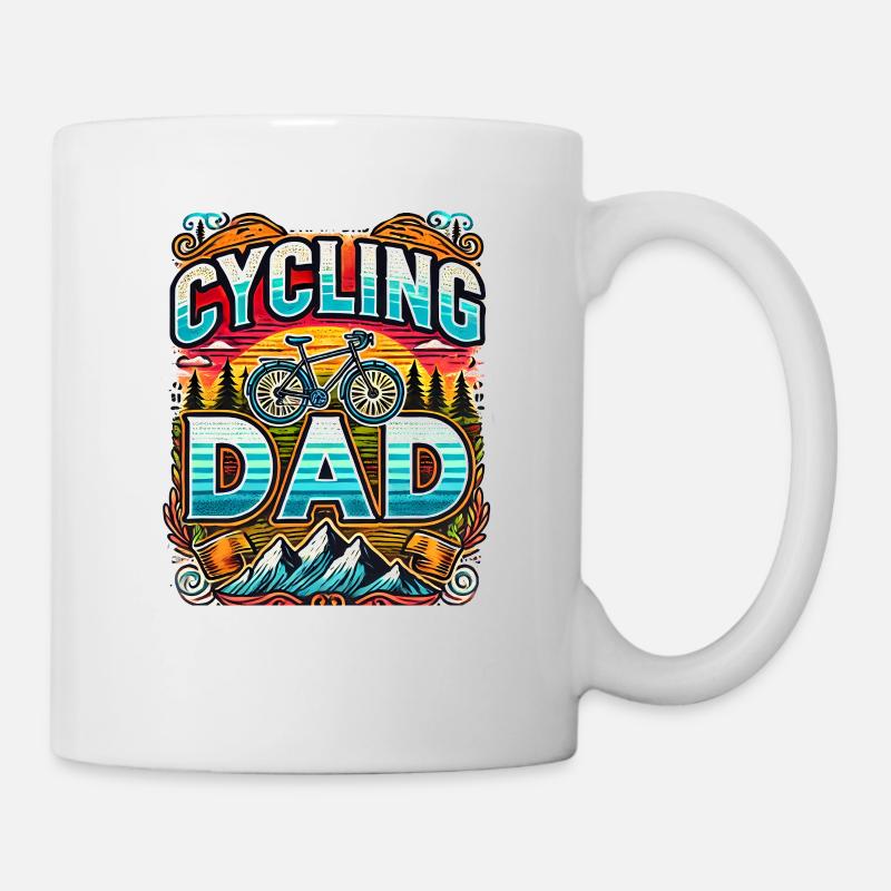 Cycling Dad Sunset Ride, Bicycle Dad  - Mug - white