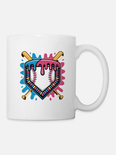 Baseball Home Plate Bats Farbsplash - Tasse - Weiß