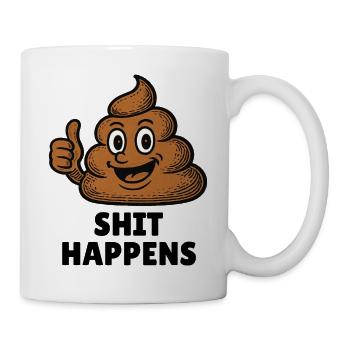 Shit Happens Funny Poop Pile Fun Shirt - Mug - white - Right