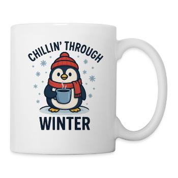 Funny penguin with coffee cup - Mug - white - Right